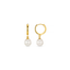Pearl Drop Huggie Hoop Earrings - Gold