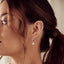 Pearl Drop Huggie Hoop Earrings - Silver