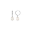 Pearl Drop Huggie Hoop Earrings - Silver