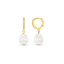 Pearl Drop Pavé Huggie Hoop Earrings - Gold